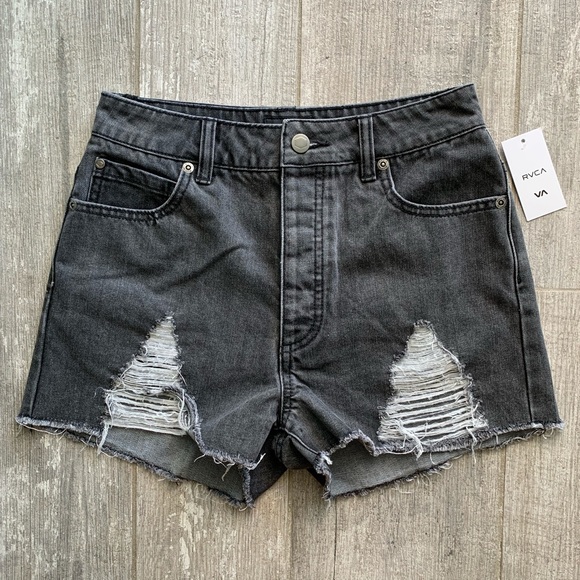 🔥🔥RVCA - HIGH RISE DISTRESSED DENIM SHORTS🔥🔥 - Picture 2 of 4